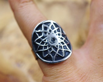 Egyptian Arabic Style Handmade Gorgeous Oxidized Nickel Adjustable Ring Band Costume Jewellery