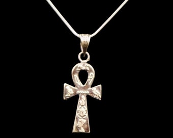 Egyptian Handmade Sterling Silver Pendant Necklace Chain Costume Jewellery- Ancient Ankh Cross Key of Life…Magic Charm Necklace
