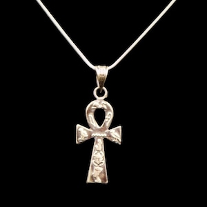Egyptian Handmade Sterling Silver Pendant Necklace Chain Costume Jewellery- Ancient Ankh Cross Key of Life…Magic Charm Necklace