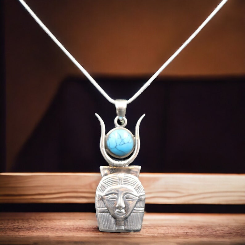 UNIEKE handgemaakte Sterling zilveren hanger ketting ketting kostuum sieraden van Oude Egyptische Hathor COW GOD..Godin van liefde & moederschap afbeelding 2