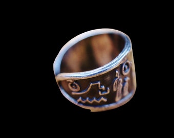 Bague Ancienne En Argent - Cartouche égyptienne, Taille 4 - Occasion