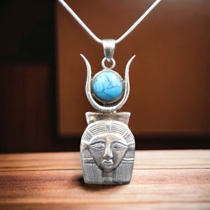 UNIEKE handgemaakte Sterling zilveren hanger ketting ketting kostuum sieraden van Oude Egyptische Hathor COW GOD..Godin van liefde & moederschap afbeelding 3