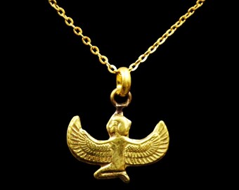 Handmade Golden Brass Pendant Necklace Chain Jewellery of "Ancient Egyptian Queen ISIS - Goddess of Magic"