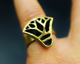 Handmade Oxidized Adjustable Brass Ring Band Jewellery of Ancient Egyptian "Lotus Flower"