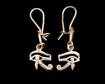 Egyptian Handmade Sterling Silver Dangle Earrings Costume Jewellery...Ancient Eye of Horus,Symbol of Protection,Royal Power & Good Health