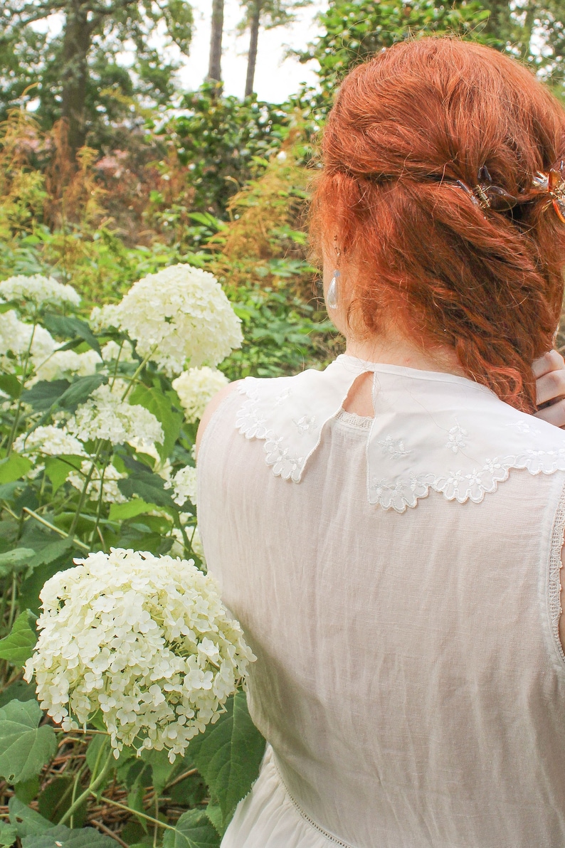 Faux-col amovible blanc avec broderie florale, Col claudine, col peter pan, faux-col, acesssoire cottagecore, accessoire dark academia image 5