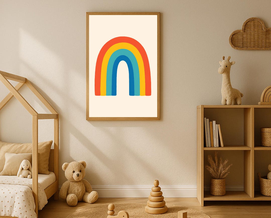 Rainbow Nursery Wall Art: Minimalist Retro Print (instant Download) - Etsy