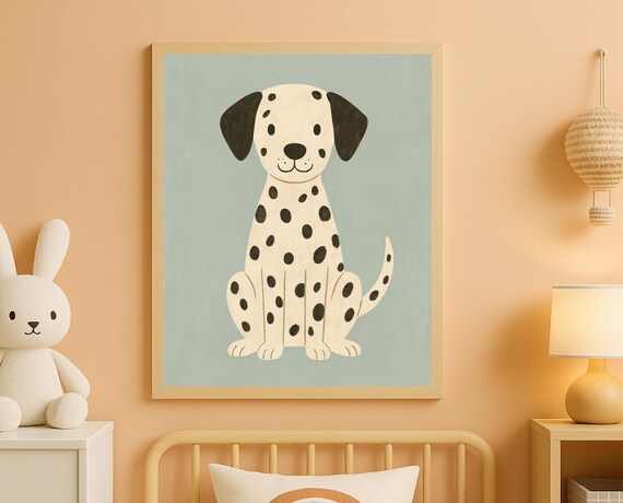 Dalmatian Puppy Nursery Print: Pastel Dog Wall Art (digital