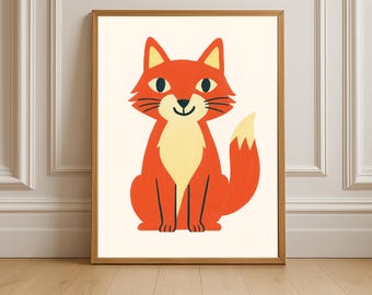Fox Nursery Print, Minimalist Woodland Animal Art (Digital Download)