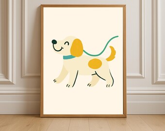 Dog Nursery Print, Golden Spots, Playroom Decor (Digital Download)
