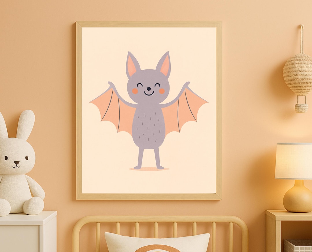 Praintable Bat Smiling Bat Nursery Print – Kids Halloween Decor (digital Download) - Etsy