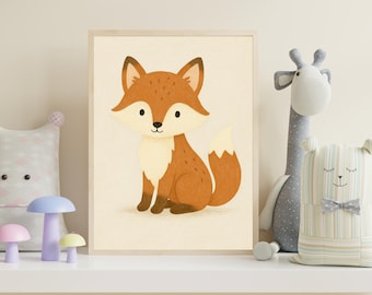 Woodland Fox Nursery Art – Gender Neutral Decor (Digital Download)