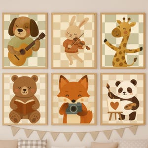 Art & Hobby Animal Prints Bundle | 6 Nursery Wall Art Printables | Kids Room Decor