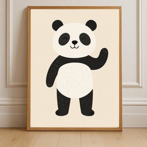 Grafika ścienna z uśmiechniętą pandą – uroczy cyfrowy wydruk z pandą do pokoju dziecięcego | Seria Hobby Animal | Uroczy nadruk z pandą