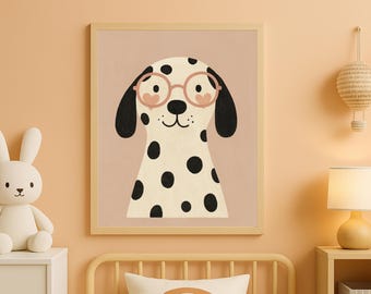 Dalmatian Puppy Print: Heart Glasses Dog Wall Art (digital