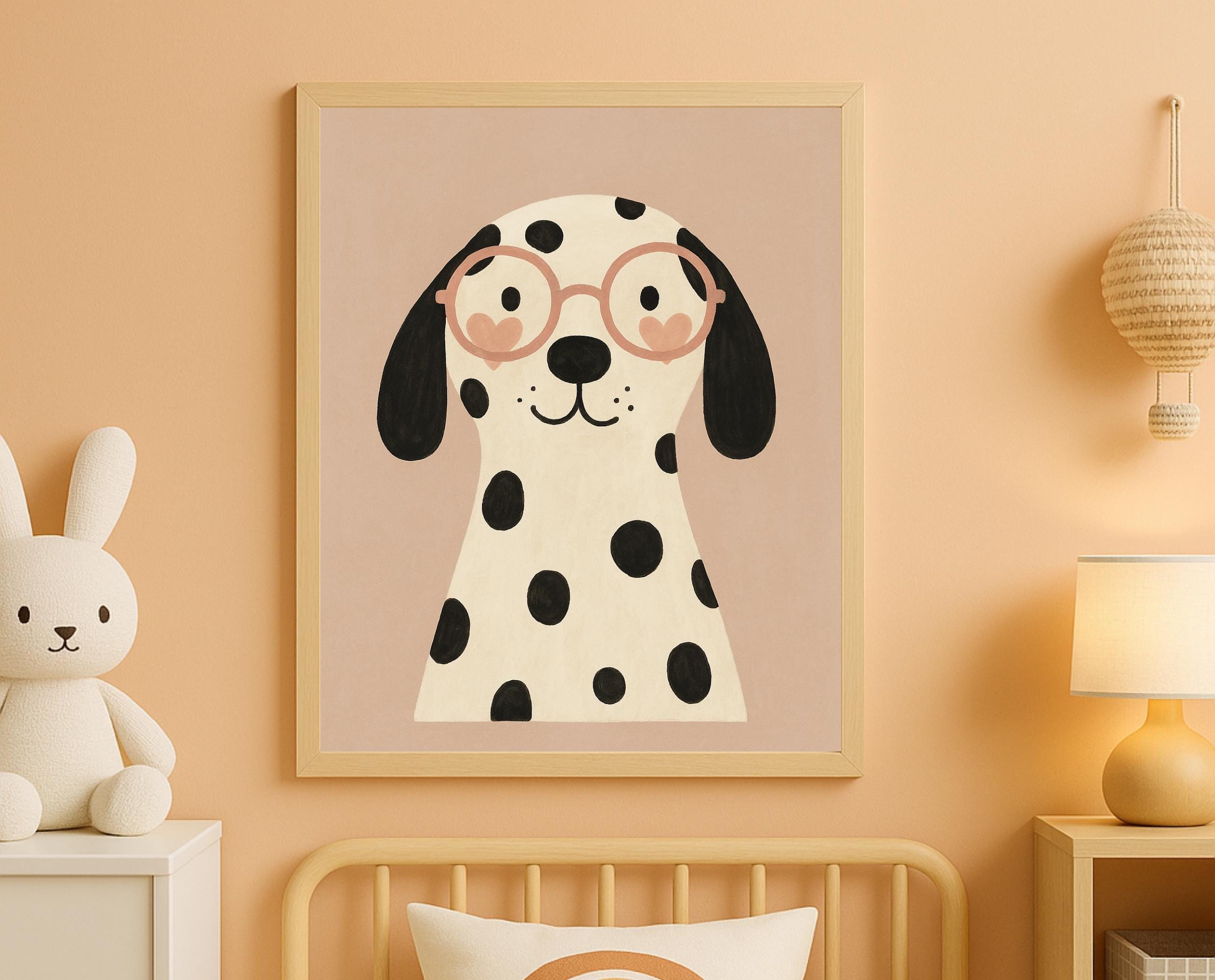 Dalmatian Puppy Print: Heart Glasses Dog Wall Art (digital