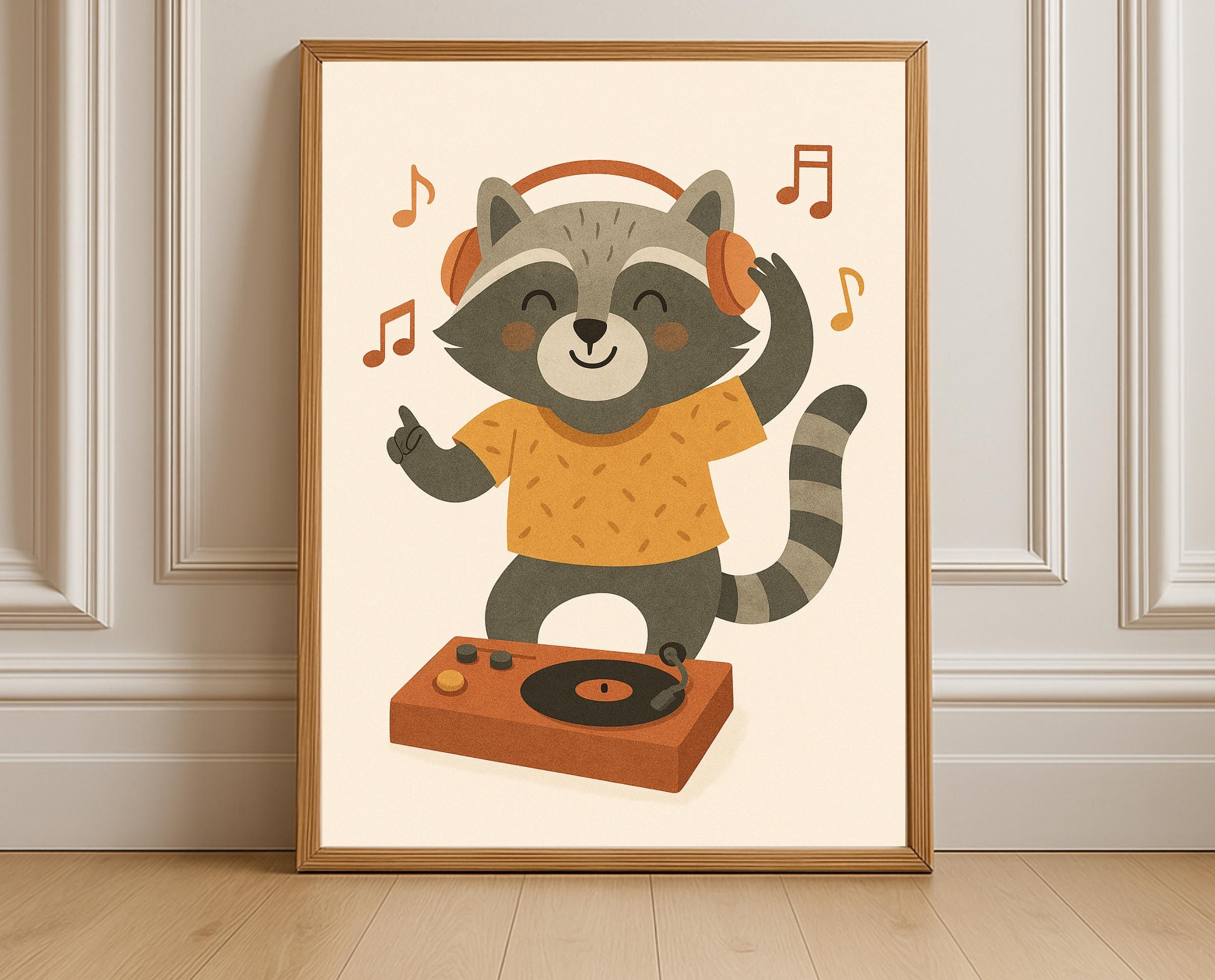 DJ Raccoon Wall Art – Hobby Animal Series Digital Print for