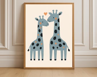 Giraffe Love Nursery Print: Gender Neutral Kids Room Decor (Instant Download)