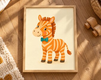 Cuadro de cebra para pared, lámina infantil de cebra, decoración de habitación infantil con animales de safari.