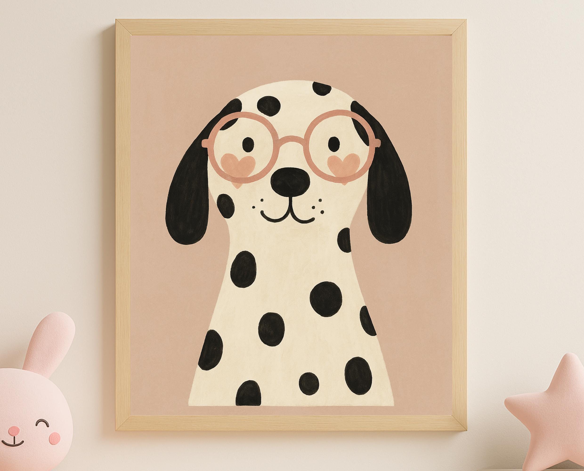 Dalmatian Puppy Print: Heart Glasses Dog Wall Art (digital