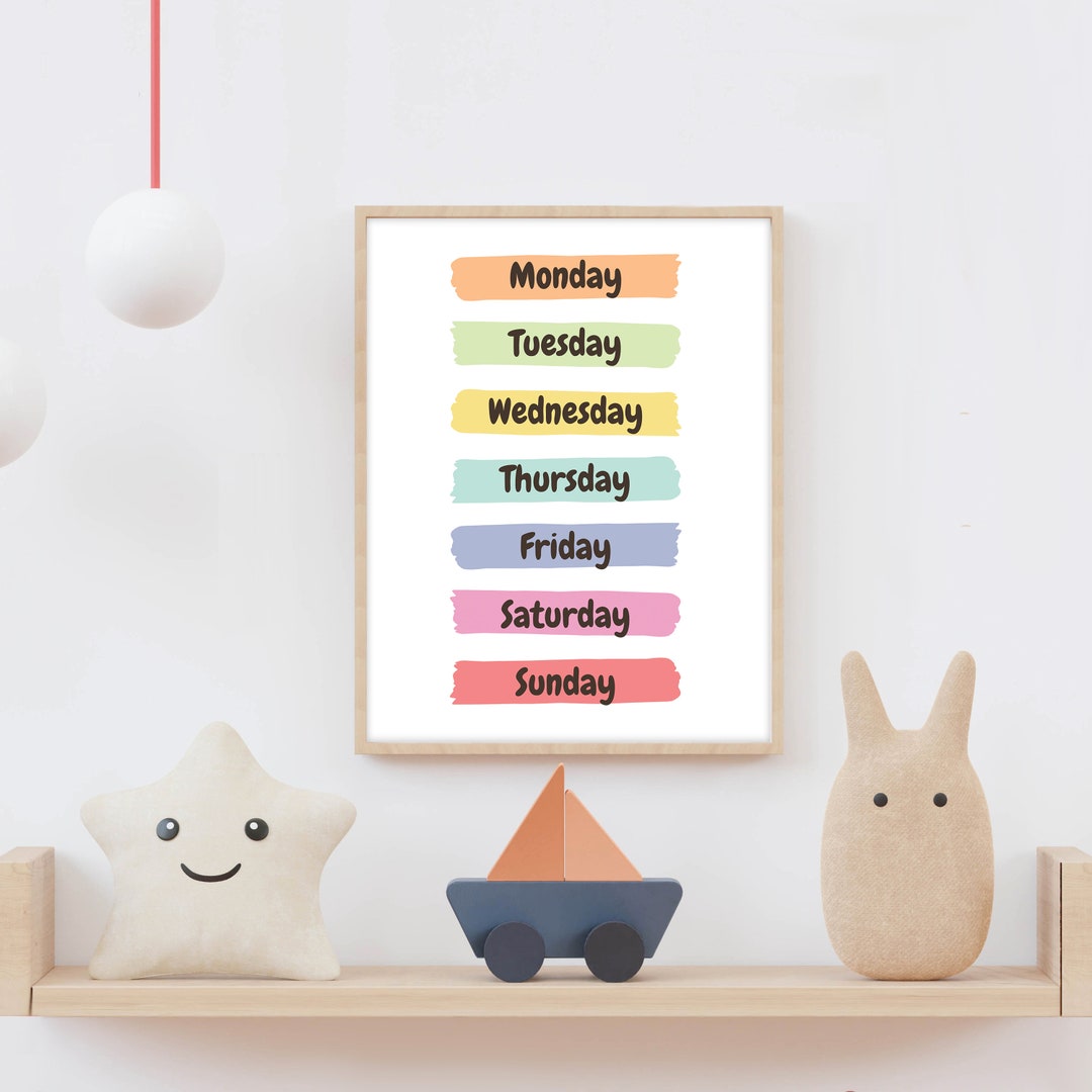 Days of the Week | Kids Wall Art | Children's Wall Art - Etsy