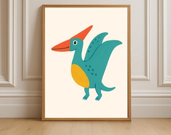 Bunter Pterodactyl Dinosaurier Kunst - Kinderzimmer Dekor (digitaler Download)
