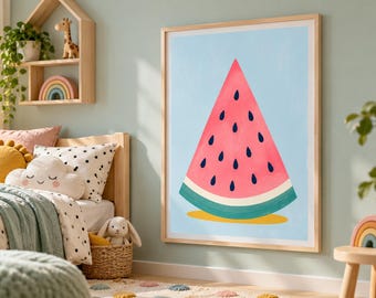 Watermelon Nursery Print, Retro Fruit Wall Art (Digital Download)