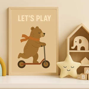 Skateboarding Bär Kinderzimmer Wandkunst, origineller Tierdruck für Kinderzimmer, verspieltes Kinderdekor, druckbare Kunst, digitaler Download