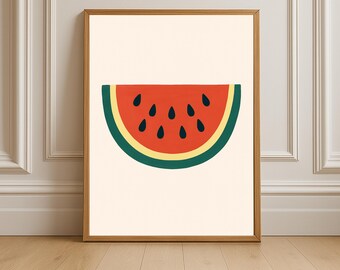 Wassermelonenscheibe, Kinderzimmer Poster, Retro Deko für die Küche (Instant Download)