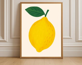 Lemon Kitchen Print, Mediterranean Citrus Wall Art (Instant Download)