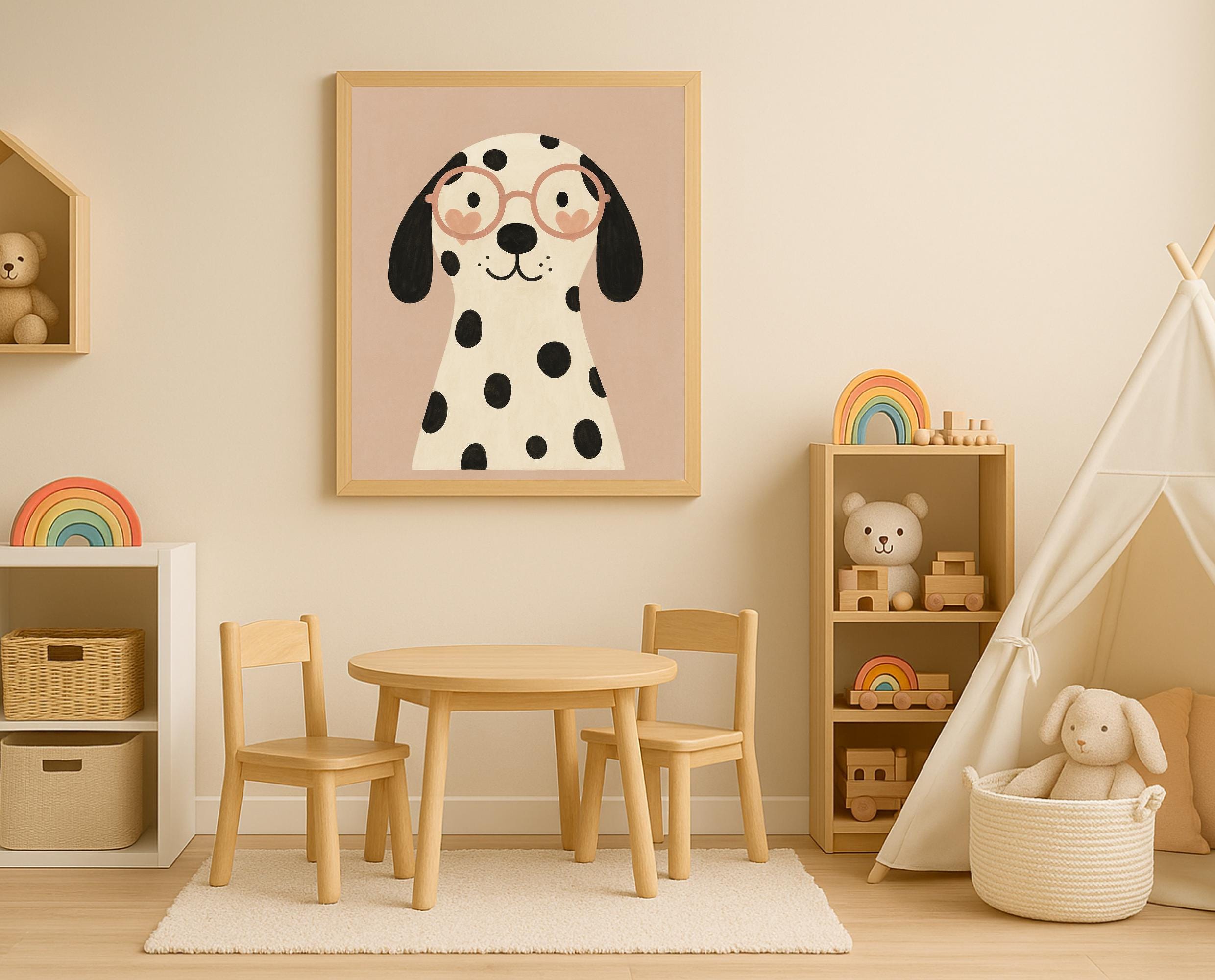 Dalmatian Puppy Print: Heart Glasses Dog Wall Art (digital