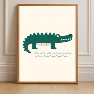 Crocodile Wall Art Print, Alligator Nursery Printable, Kids Room & Playroom Decor, Jungle Animal Poster, Gender Neutral, Instant Download