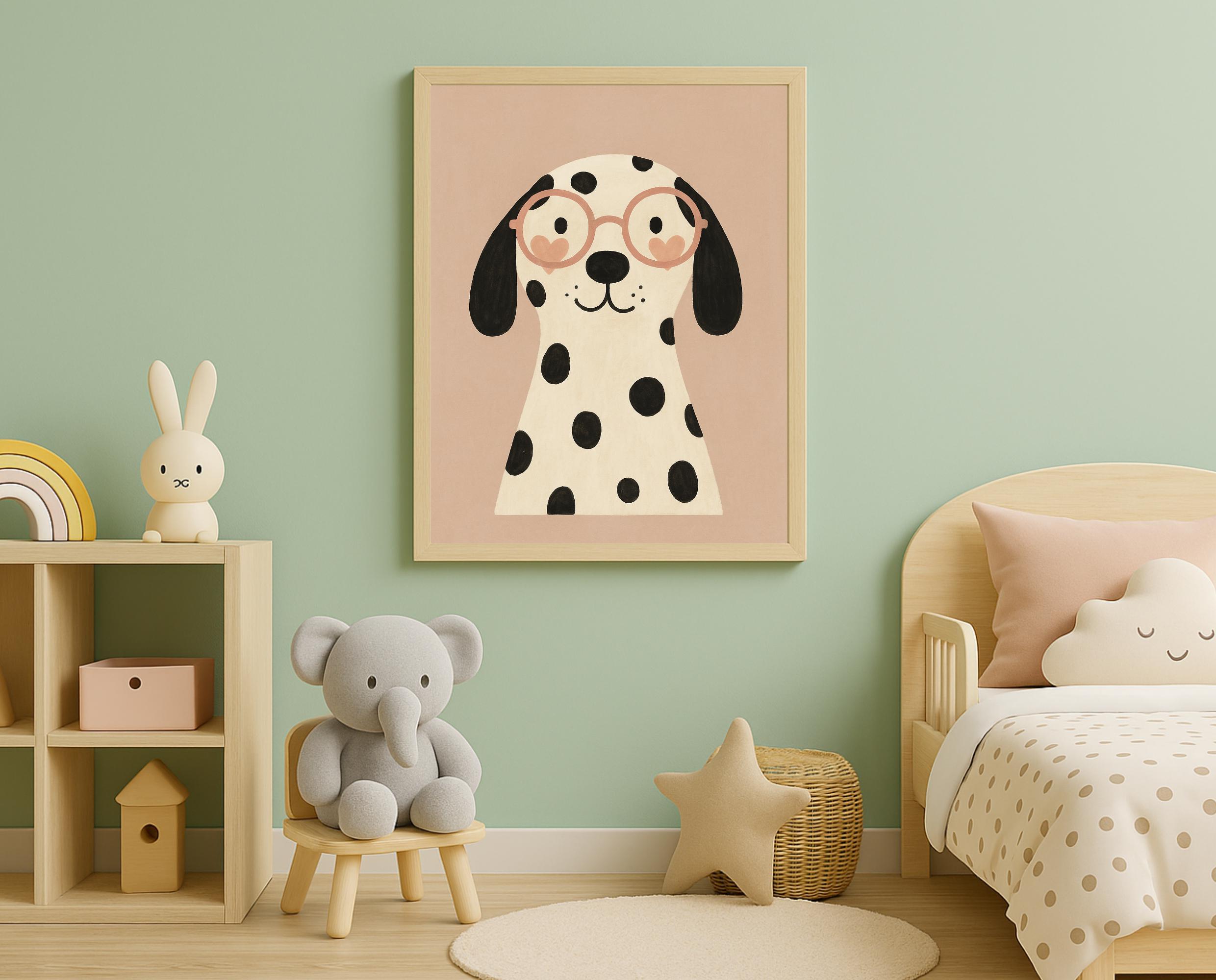 Dalmatian Puppy Print: Heart Glasses Dog Wall Art (digital