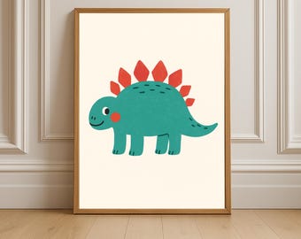 Stegosaurus Dinosaurier Poster - Verspielte Kinderwandkunst (Digitaler Download)