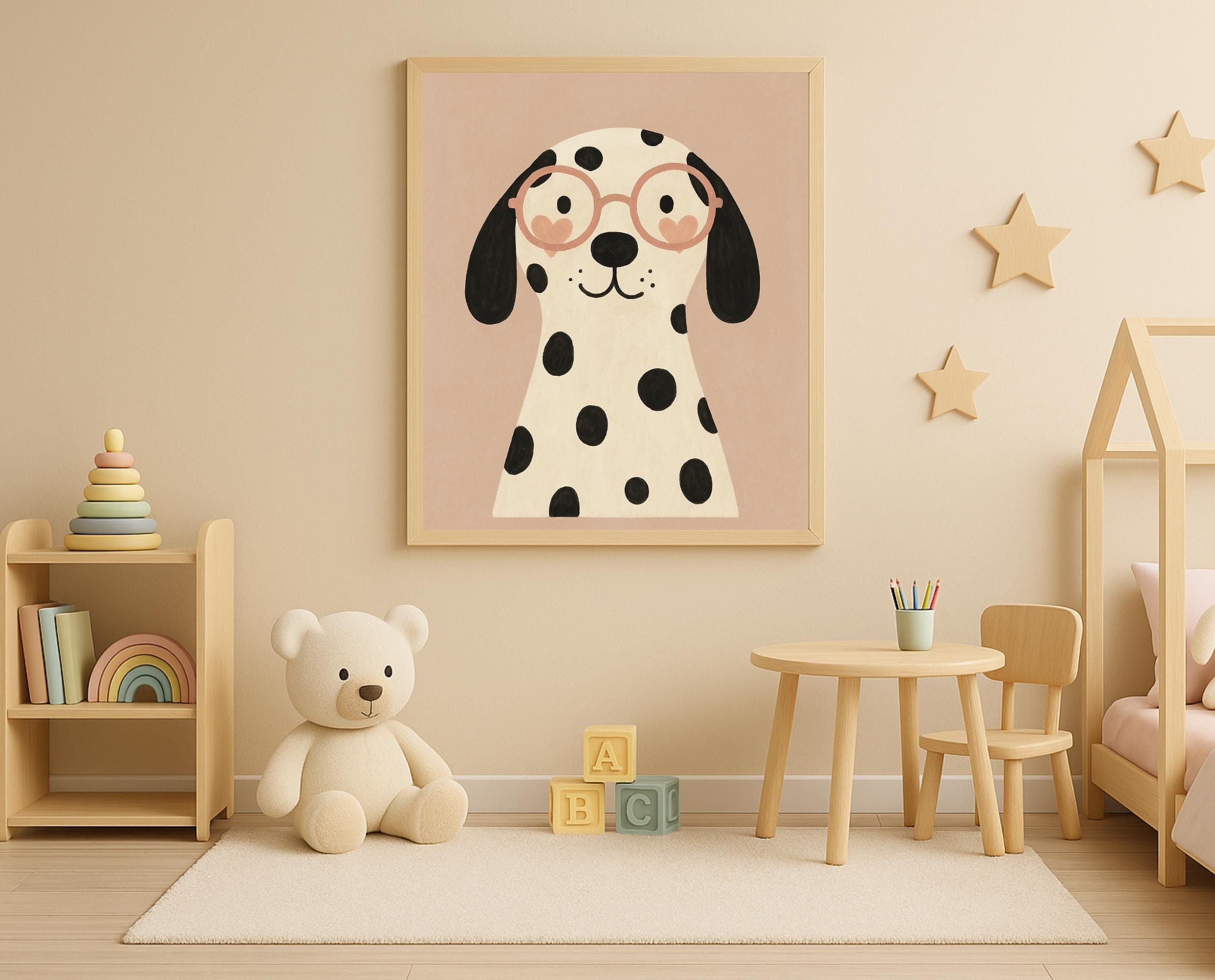 Dalmatian Puppy Print: Heart Glasses Dog Wall Art (digital