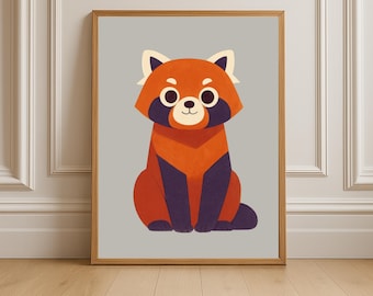 Red Panda Nursery Art – Playful Animal Poster (Digital Download)