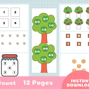 Counting Activity Printable | Preschool Math | Toddler Busy Book Pages | Preschool Learning Binder