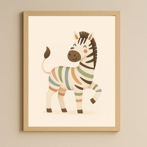 Colorful Zebra Wall Art Printable - Safari Animal Nursery Decor - Baby Room Digital Download