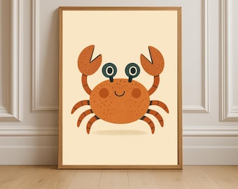 Crab Nursery Art Print | Coastal Kids Room Decor (Instant Download)