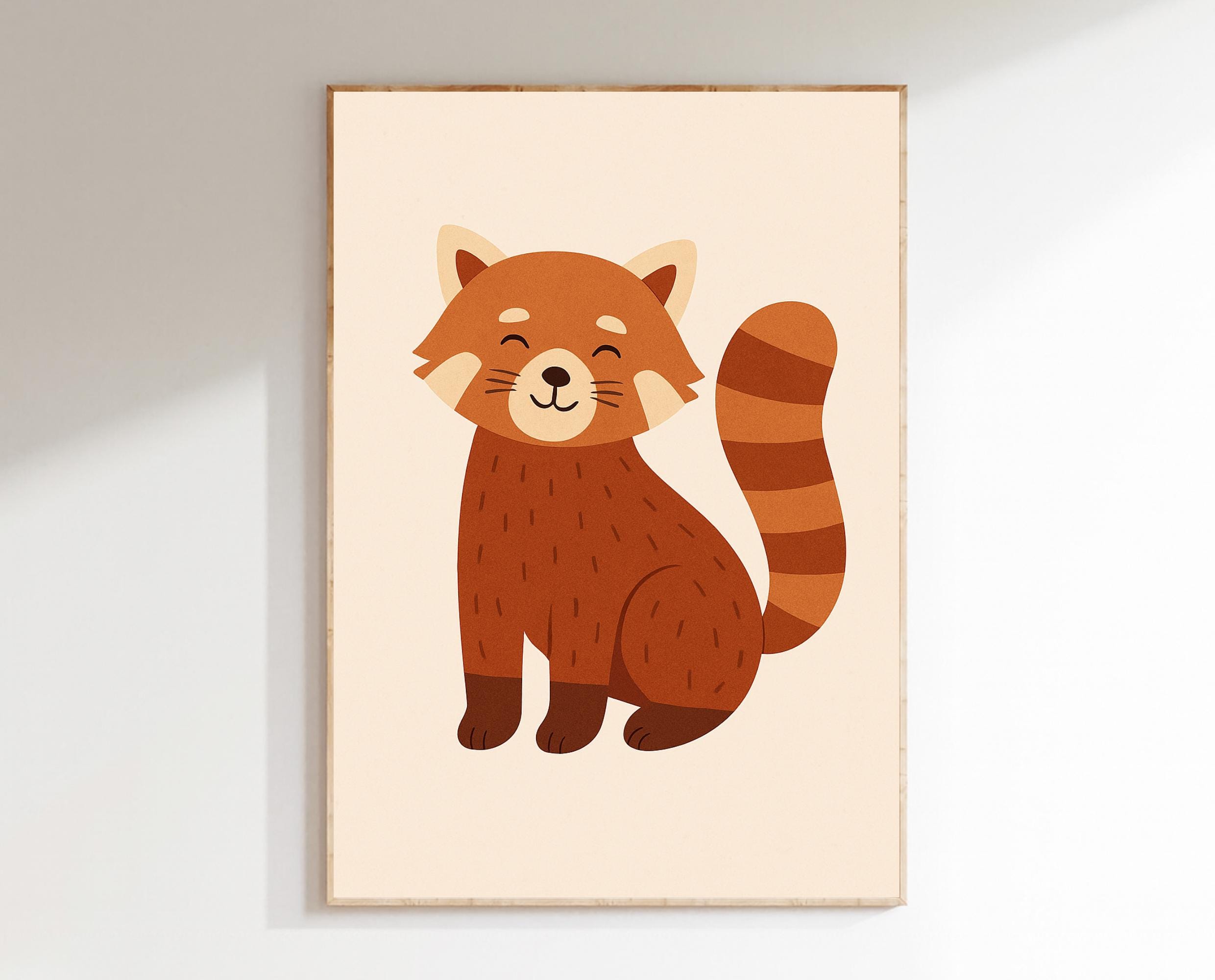 子供の作ったレッサーパンダの絵 レッサーパンダの保育園プリント：森の動物の壁アート（デジタル