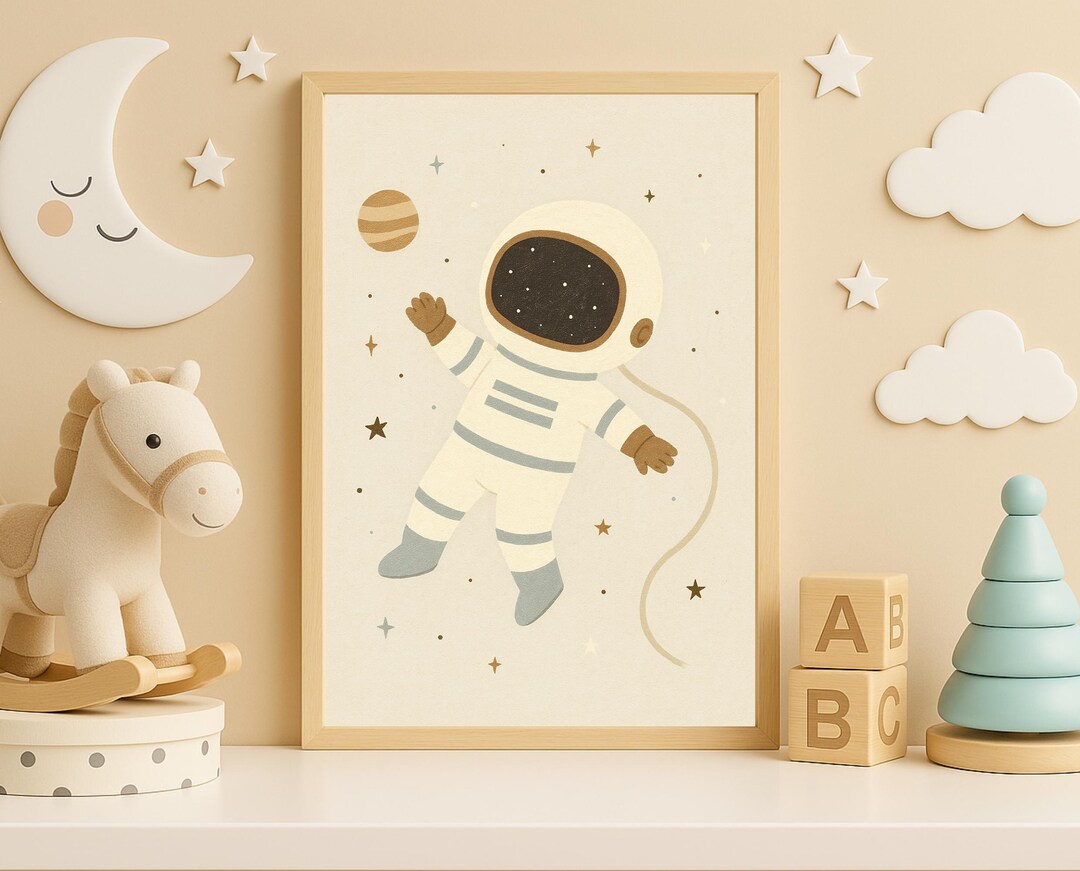 Little Astronaut Nursery Wall Art – Space Explorer Printable for Kids ...