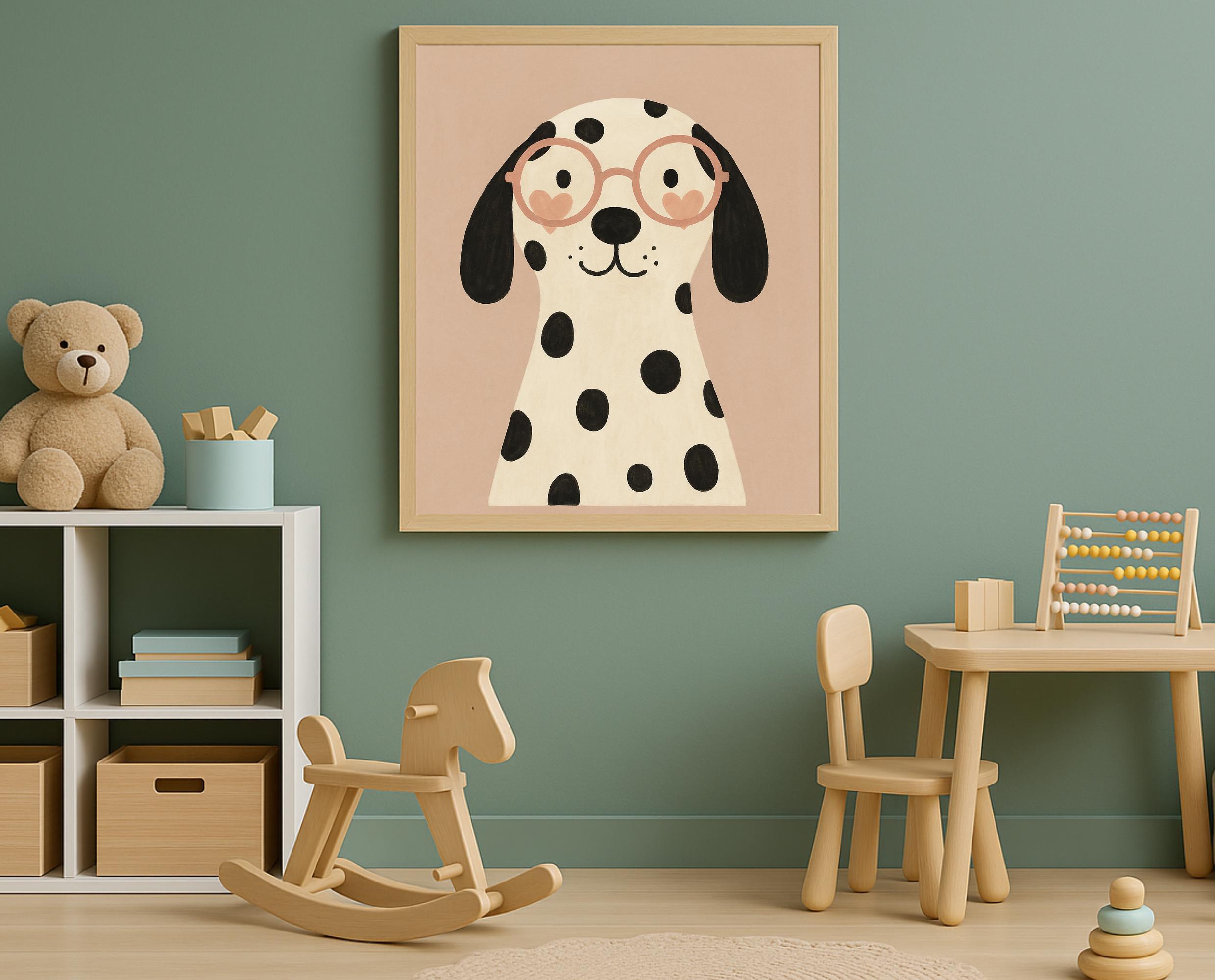 Dalmatian Puppy Print: Heart Glasses Dog Wall Art (digital