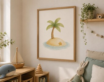 Palm Tree Wall Art, Tropical Island Nursery Printable