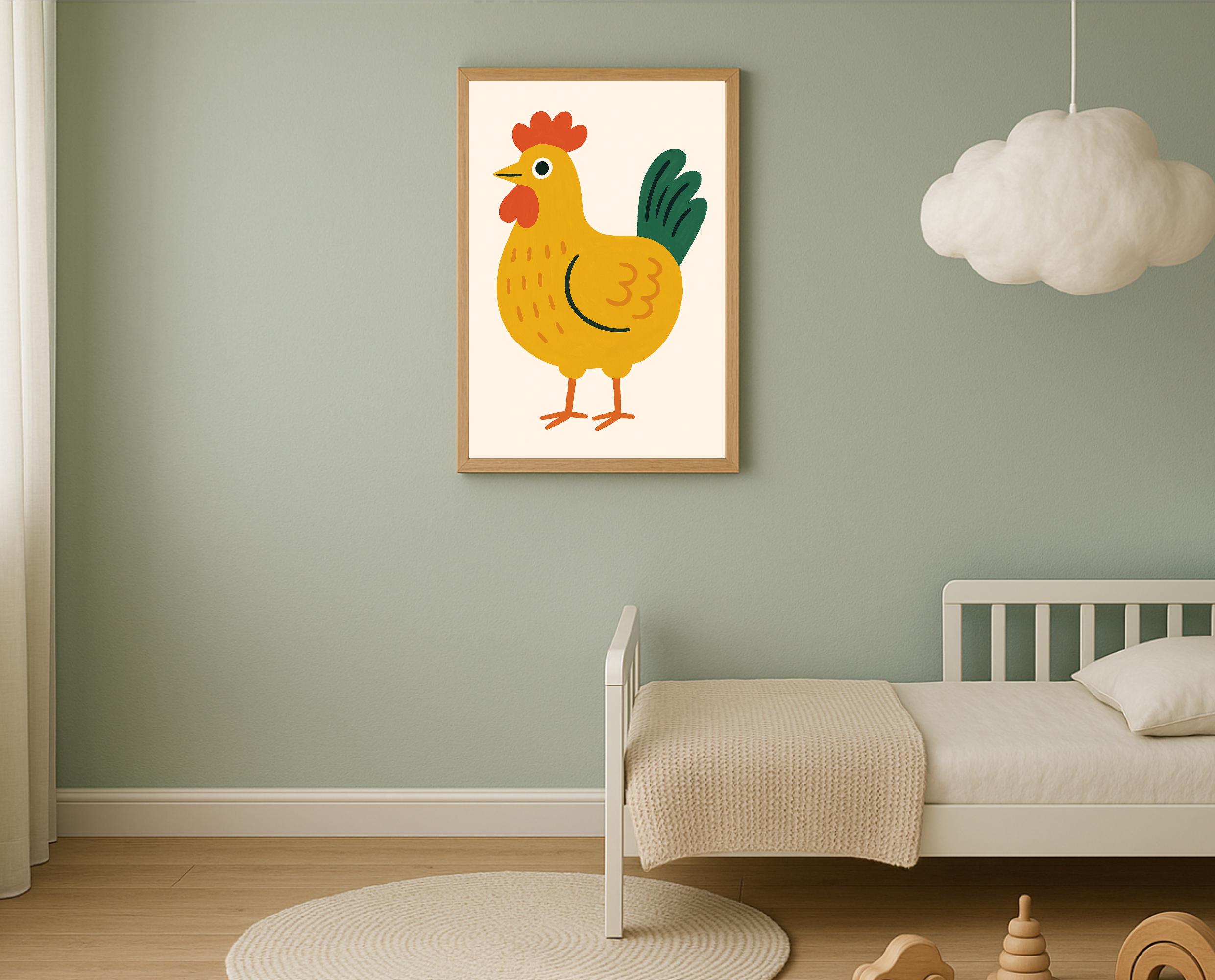 Autocollant Déco Poule Coq Poussins - 39x45 Cm En PVC - Imperméable, Pour Mur, Meuble, Carrelage - Sticker Déco Enfant - 3