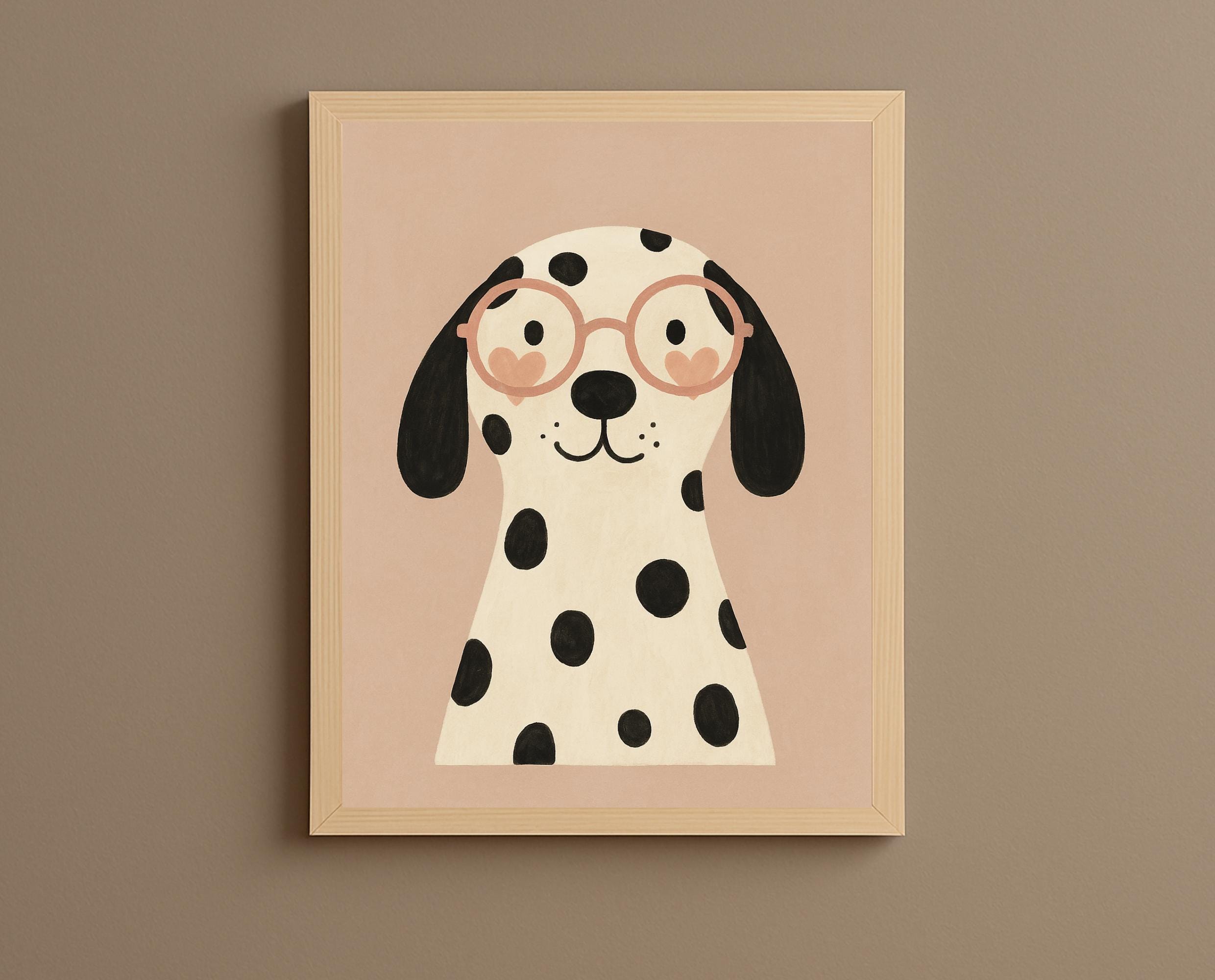 Dalmatian Puppy Print: Heart Glasses Dog Wall Art (digital