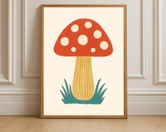 Mushroom Nursery Wall Art, Toadstool Print (Instant Download)