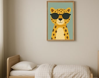 Leopard Nursery Art Print | Cheetah with Sunglasses (Digital Download)