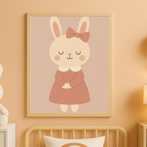 Bunny Girl Nursery Art: Pastel Rabbit Print (Digital Download)