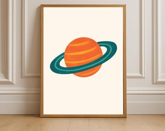 Saturn Wall Art Printable – Space Nursery Decor, Kids Room Poster ...