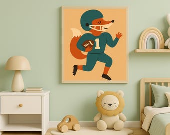 Fußball Fuchs Kinderzimmer Poster: Sport (Digitaler Download)